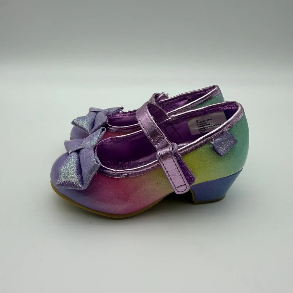 Harper Canyon Disney Kids Rainbow Ombre Glitter Mary Jane Bow Pumps Heels Size 6